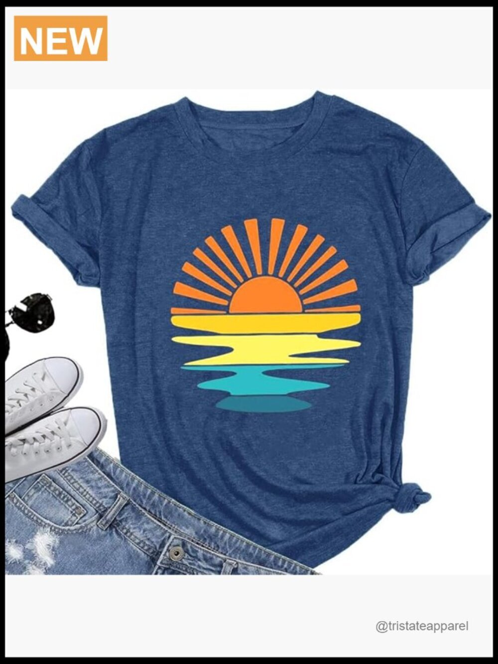 Sunrise Sunset Graphic Tee for Women Outdoor Hiking Beach Casual Short Sleeve